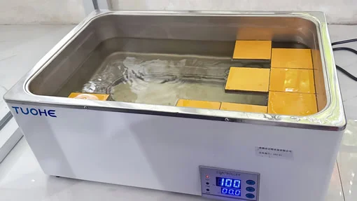 沸水試験による耐水性能確認